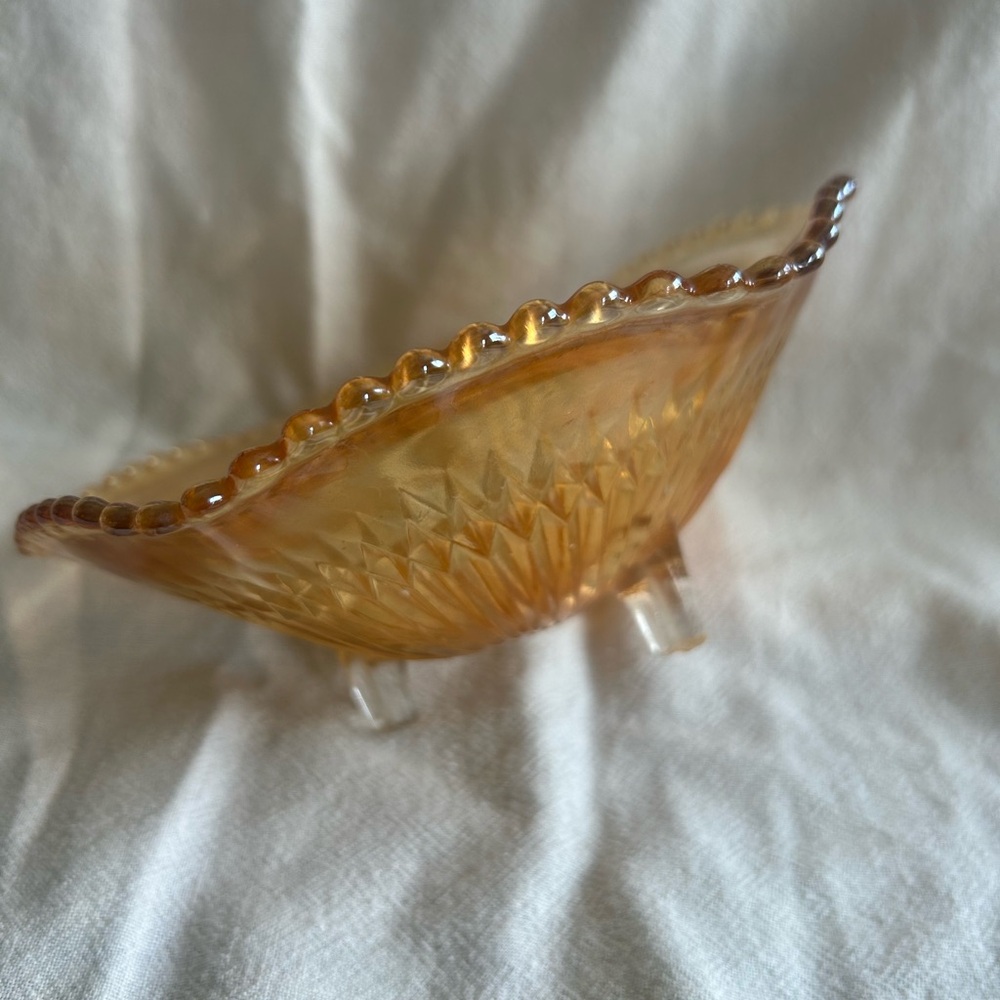 Vintage Marigold Carnival Glass Candy Dish